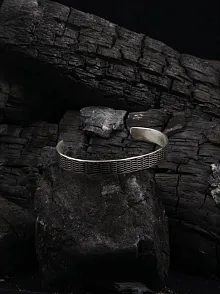 Otantik Örgü Tasarım Erkek Gümüş Bileklik GBLOTANTKOR-GMS