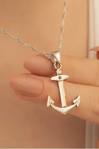 Kadın Gümüş Kolye - 925 Ayar Çapa Model Gümüş Kadın Kolye