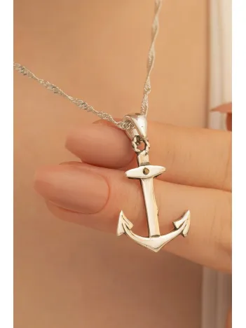 Kadın Gümüş Kolye - 925 Ayar Çapa Model Gümüş Kadın Kolye