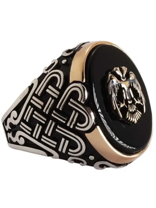 Çift Başlı Kartal Otantik Erkek Gümüş Yüzük