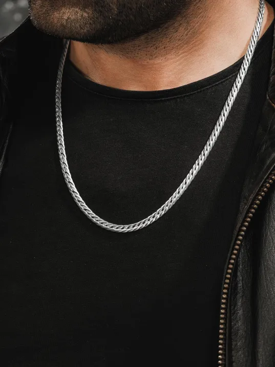 Erkek Gümüş Kolye - Kalın İtalyan Bombeli Zincir Gümüş Kolye