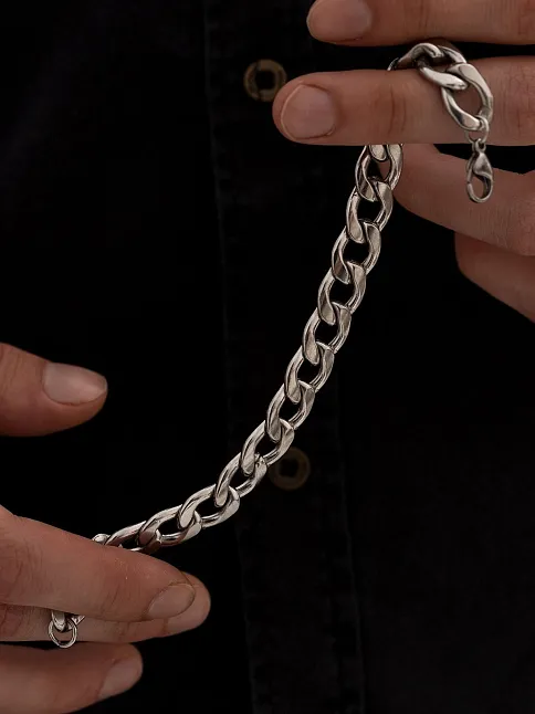 Erkek Bileklik - Gurmet Erkek Çelik Bileklik 11 Mm Kalın Model