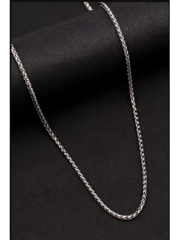 Yuvarlak Kral Model Çelik Erkek Kolye Zincir 3mm Orta Kalınlıkta