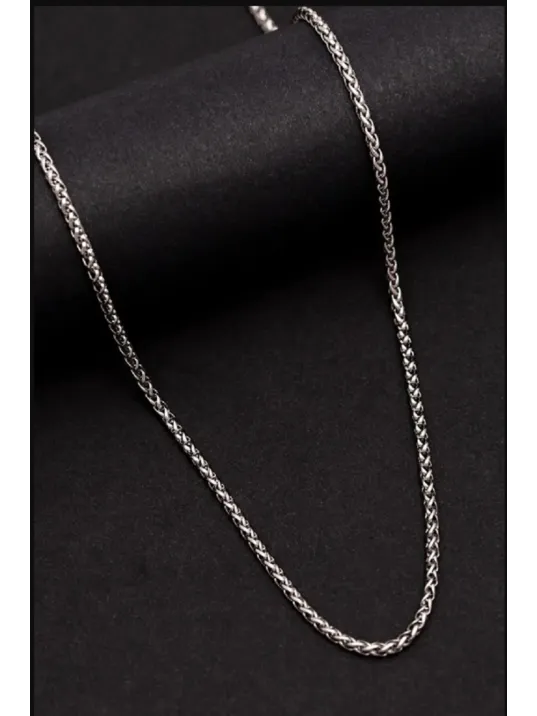 Yuvarlak Kral Model Çelik Erkek Kolye Zincir 3mm Orta Kalınlıkta