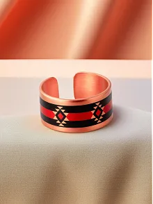 Kadın Bakır Yüzük - Rosso Model Özel Baskı Metal Kutu Ve Kuvars Taşı