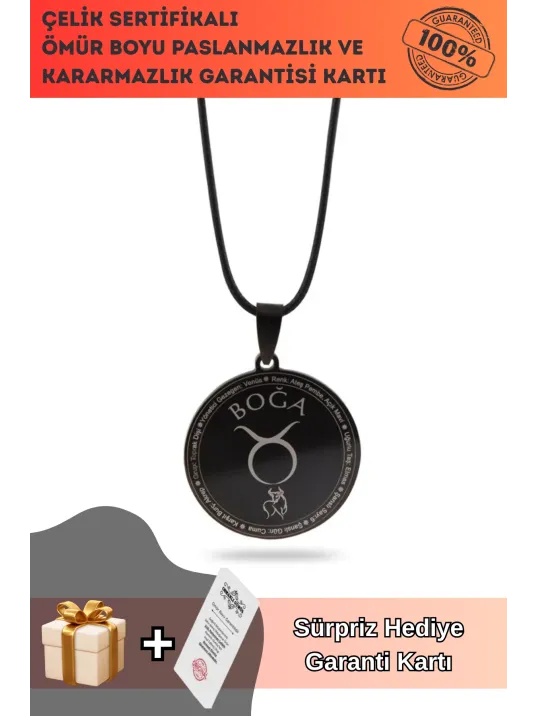 Boğa Burcu Kolyesi Kadın Erkek Çelik Deri Kolye CKLBOGADERI-SYH Boğa Burcu Kolyesi Kadın Erkek Çelik Deri Kolye CKLBOGADERI-SYH