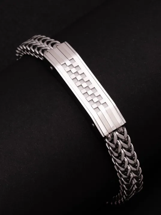 Erkek Çelik Bileklik - Bukle Model Çift Sıra Örüm Zincir Çelik Bileklik