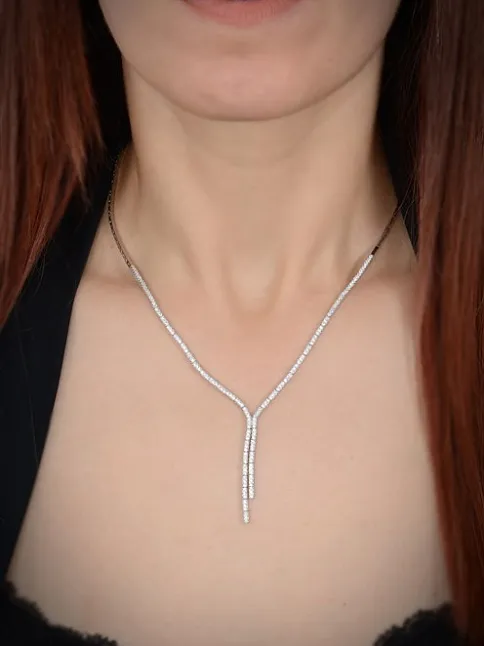 Karis Bayan Zirkon Taşlı Gümüş Su Yolu Set - Kolye, Bileklik, Küpe, Yüzük