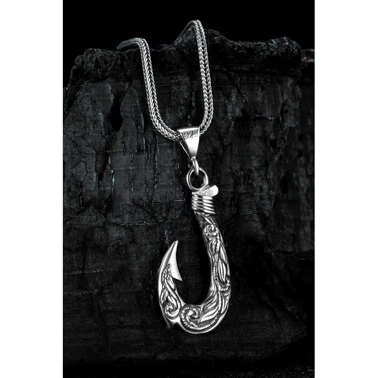 Erkek Gümüş Kolye - Balıkçı Olta Kanca Motifli Tilki Kuyruğu Zincir Erkek Gümüş Kolye Erkek Gümüş Kolye - Balıkçı Olta Kanca Motifli Tilki Kuyruğu Zincir Erkek Gümüş Kolye
