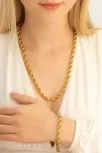 Kadın Çelik Kolye Bileklik Set - Altın Kaplama Sarmal Model Çelik Bileklik Kolye Set Kadın Çelik Kolye Bileklik Set - Altın Kaplama Sarmal Model Çelik Bileklik Kolye Set