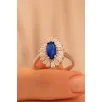 Kadın Gümüş Yüzük - Damla Model Safir Taşlı Baget Süslemeli Rodyumlu Kadın Yüzük Kadın Gümüş Yüzük - Damla Model Safir Taşlı Baget Süslemeli Rodyumlu Kadın Yüzük