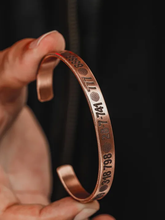 Saf Bakır Bileklik Silinmez Melek Sayı Sekansları Aşk Para Sağlık Metal Kutu Taş Her Bileğe Uyar