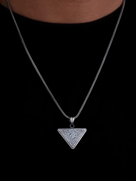 Muhammed Yazılı Içerisinde Cevşen Bulunan Model 2 Gümüş Muska Erkek Kolye Zincir