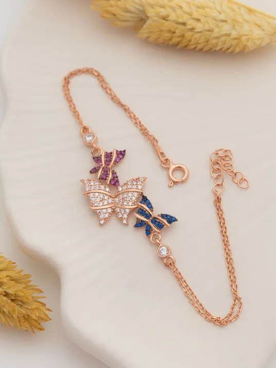 Kadın Gümüş Bileklik - Rose Kelebek Model Kadın Gümüş Bileklik Gblklbkmdl1-ros Kadın Gümüş Bileklik - Rose Kelebek Model Kadın Gümüş Bileklik Gblklbkmdl1-ros
