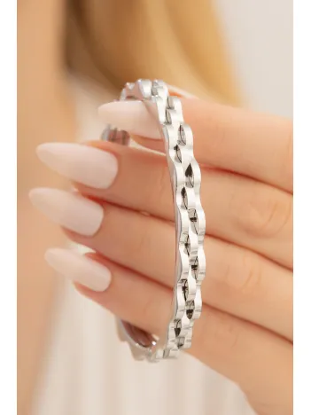 Kadın Çelik Bileklik - Lüks Bukle Model Kadın Kelepçe