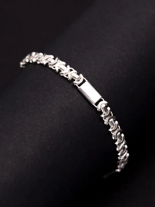 Erkek Gümüş Bileklik - 6mm Parçalı Parlak Euro Kral Gümüş Bileklik
