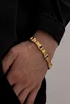 Grek Dalgalı Çelik Sarı Erkek Bileklik Künye Cblaltgrek1