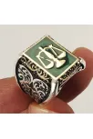 Adalet Terazisi Yeşil Mineli Erkek Gümüş Yüzük
