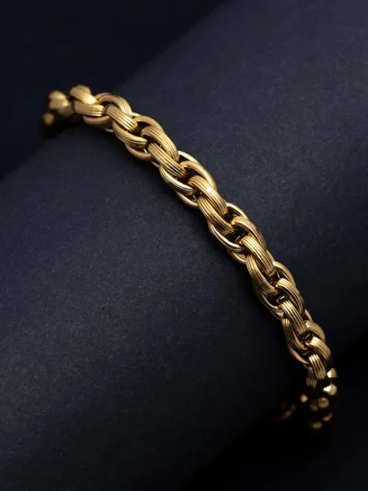 Erkek Çelik Bileklik -Altın Kaplama Sarmal Model Çelik Bileklik