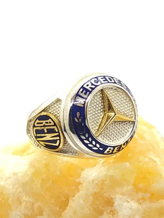 Mercedes Benz Logolu Erkek Gümüş Yüzük