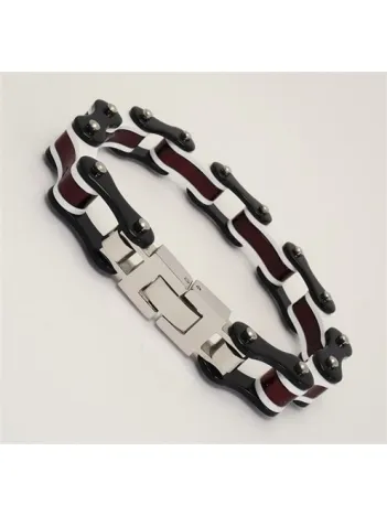 Bisiklet Motosiklet Zinciri Erkek Bayan Çelik Bileklik Siyah Beyaz Bordo