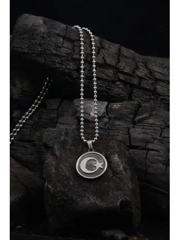 OttoMan Ay Yıldız Simgeli Çelik Zincir Kolye CKLAYYILDIZ-GMS