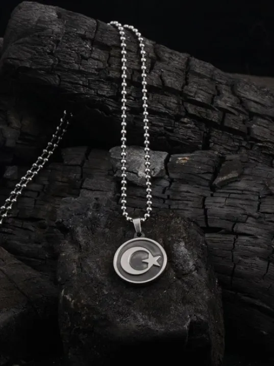 OttoMan Ay Yıldız Simgeli Çelik Zincir Kolye CKLAYYILDIZ-GMS OttoMan Ay Yıldız Simgeli Çelik Zincir Kolye CKLAYYILDIZ-GMS