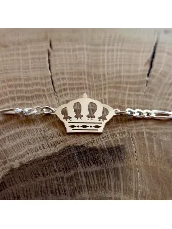 Taç Model Erkek Gümüş Bileklik Künye Kalın Figaro Model GBLKRALTACI-BYZ