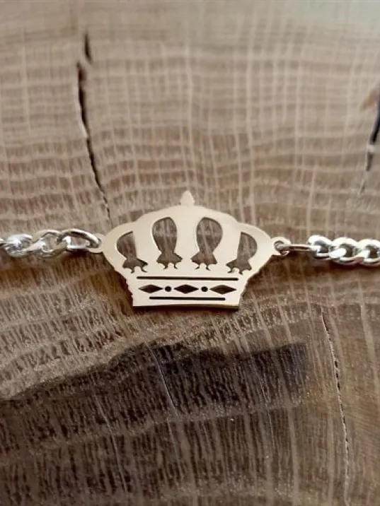 Taç Model Erkek Gümüş Bileklik Künye Kalın Figaro Model GBLKRALTACI-BYZ