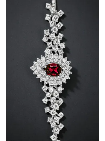 Çise Yakut Taşlı Gümüş Su Yolu Kadın Bileklik