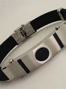 Hakiki Çelik Erkek Çelik Bileklik Künye Kauçuk Kayışlı