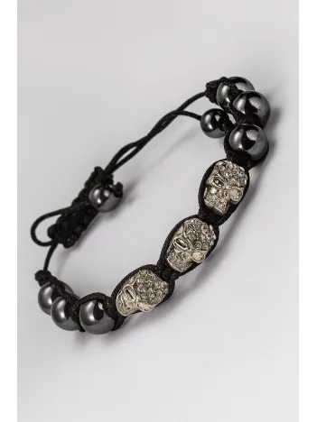 Erkek Doğal Taş Bileklik - Taşlı Kuru Kafa İşlemeli Gotik Model Ayarlanabilir İp Boncuk Taşlı Erkek Erkek Doğal Taş Bileklik - Taşlı Kuru Kafa İşlemeli Gotik Model Ayarlanabilir İp Boncuk Taşlı Erkek