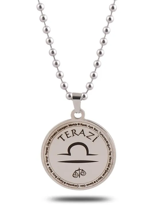 Terazi Burcu Kolye Kadın Erkek Çelik Kolye Top Zincir CKLTEZARİBR-GMS