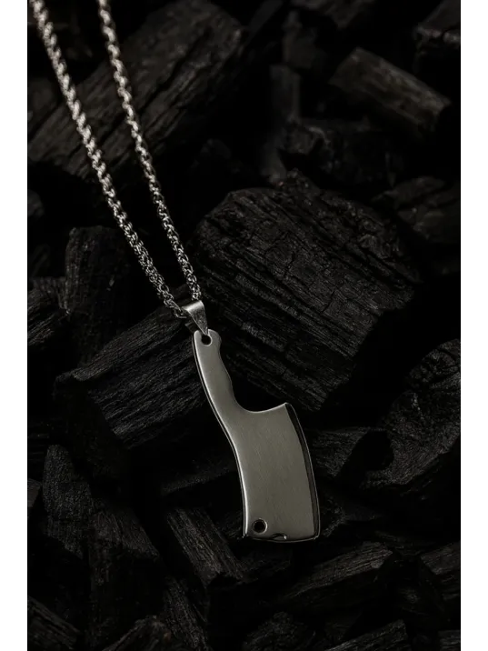 Erkek Çelik Kolye - Satır Motifli Burma Zincir Model Erkek Kolye