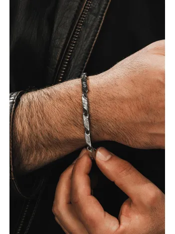 Erkek Çelik Bileklik - Dolar Motifli Orta Kalınlıkta Çelik Bileklik