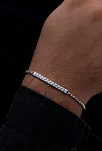 Erkek Gümüş Bileklik - Küp Zincirli Çizgili Model Gümüş Bileklik