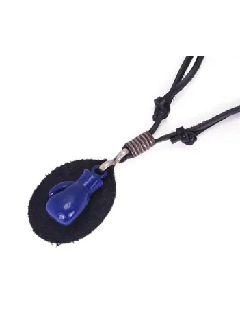 Mavi Boks Eldiveni Erkek Deri Kolye