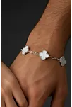 Kadın Bakır Bileklik - Lale Model Kadın Bakır Kelepçe Bilezik Metal Kutu Ve Doğal Taşlar