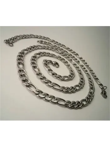 Figaro Çelik Erkek Kolye Ve Bileklik Set Orta Kalınlıkta