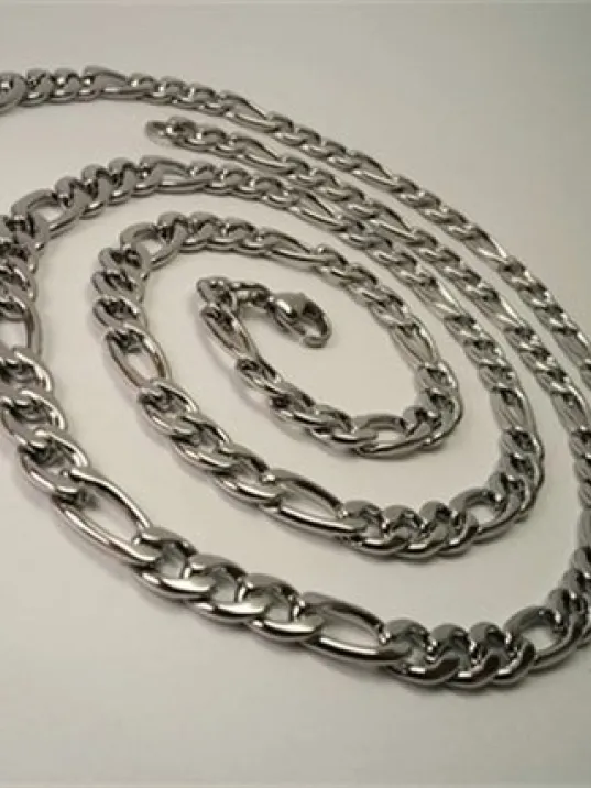 Figaro Çelik Erkek Kolye Ve Bileklik Set Orta Kalınlıkta Figaro Çelik Erkek Kolye Ve Bileklik Set Orta Kalınlıkta