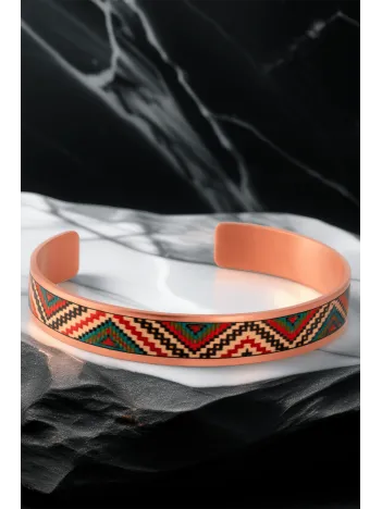 Kadın Bakır Bileklik - Kira Model Özel Baskı Metal Kutu Ve Kuvars Taşı