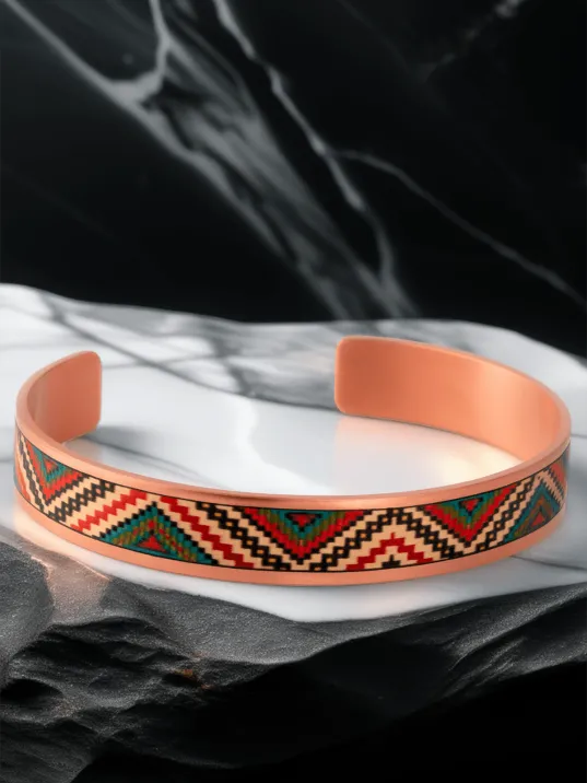 Kadın Bakır Bileklik - Kira Model Özel Baskı Metal Kutu Ve Kuvars Taşı Kadın Bakır Bileklik - Kira Model Özel Baskı Metal Kutu Ve Kuvars Taşı