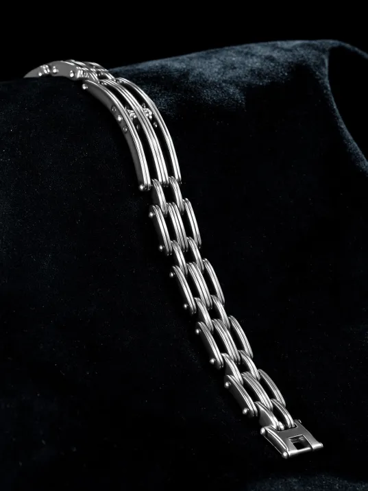 OttoMan Çift Sıra Lüks Model Çelik Erkek Bileklik CBLLUKSCIFT-BYZ