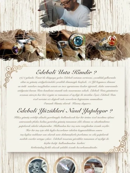 Kadın Edebali Usta Özel Tasarımı Zeyrek Gümüş Yüzük