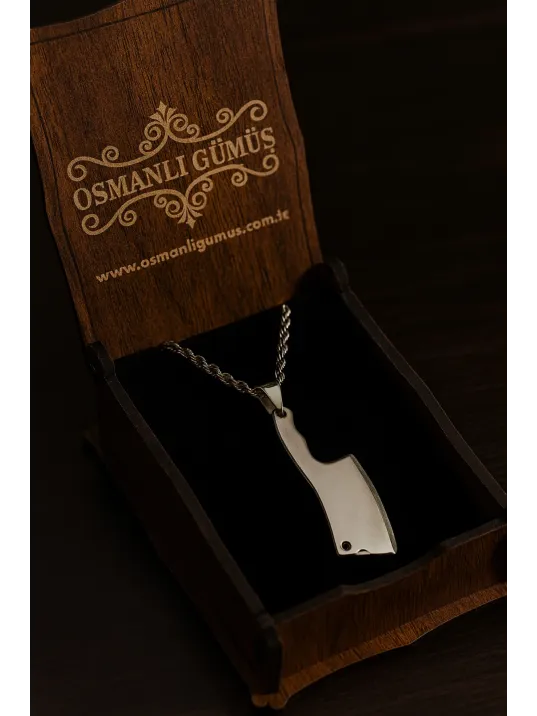 Erkek Çelik Kolye - Satır Motifli Burma Zincir Model Erkek Kolye