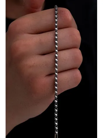 Erkek Gümüş Bileklik - 3mm Pullu Arnavut Zinciri Gümüş Bileklik