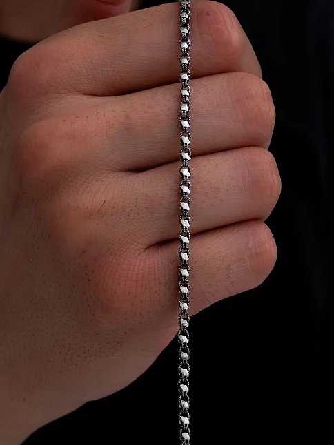 Erkek Gümüş Bileklik - 3mm Pullu Arnavut Zinciri Gümüş Bileklik