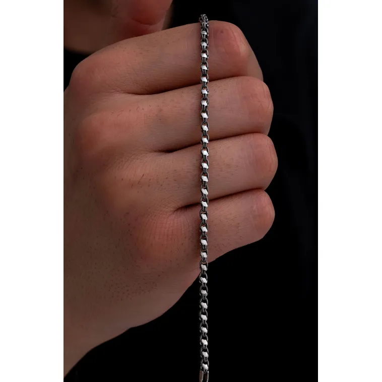 Erkek Gümüş Bileklik - 3mm Pullu Arnavut Zinciri Gümüş Bileklik Erkek Gümüş Bileklik - 3mm Pullu Arnavut Zinciri Gümüş Bileklik