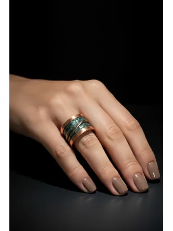 Kadın Bakır Yüzük - Turkuaz Okyanus Fısıltısı Model Bakır Kadın Yüzük