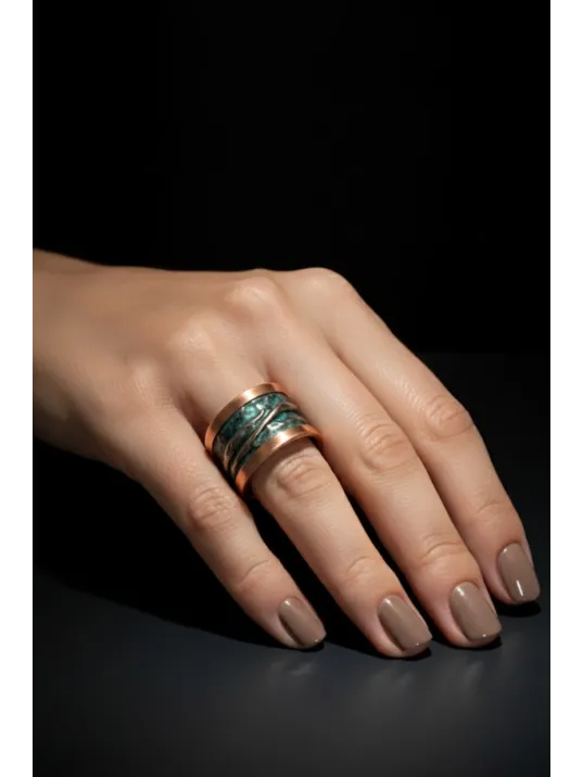 Kadın Bakır Yüzük - Turkuaz Okyanus Fısıltısı Model Bakır Kadın Yüzük
